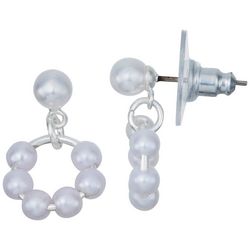 You're Invited Faux Pearl Open Circle Drop Dangle Earrings