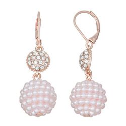 You're Invited Pave Faux Pearl Double Ball Dangle Earrings