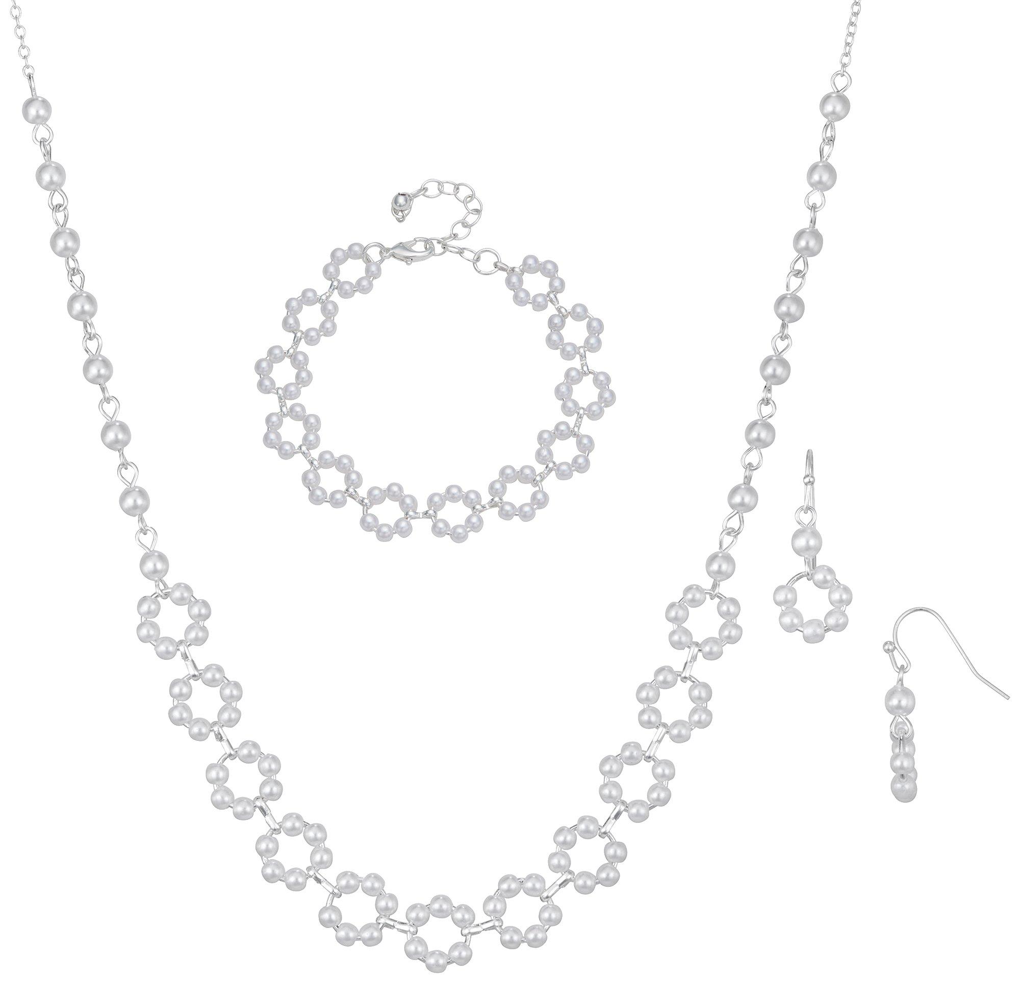 3-Pc. Faux Pearl Circles Jewelry Set