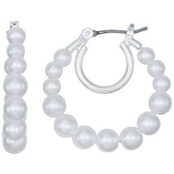 You're Invited Double Circle Faux Pearl Hoop Earrings