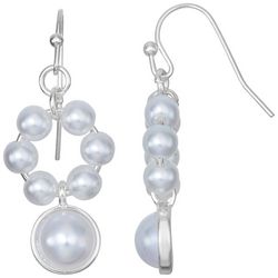 You're Invited Faux Pearl Open Circle Dangle Earrings