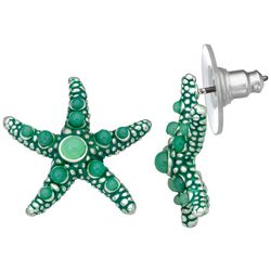 Napier Studded Starfish Silver Tone Stud Earrings