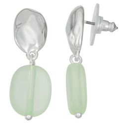 Napier Ocean Sea Glass Hammered Drop Silver Tone Earrings