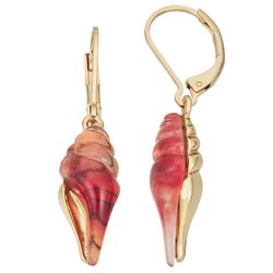 Napier Shell Dangle Drop Gold Tone Earrings