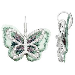 Napier Butterfly Pave Dangle Drop Silver Tone Earrings