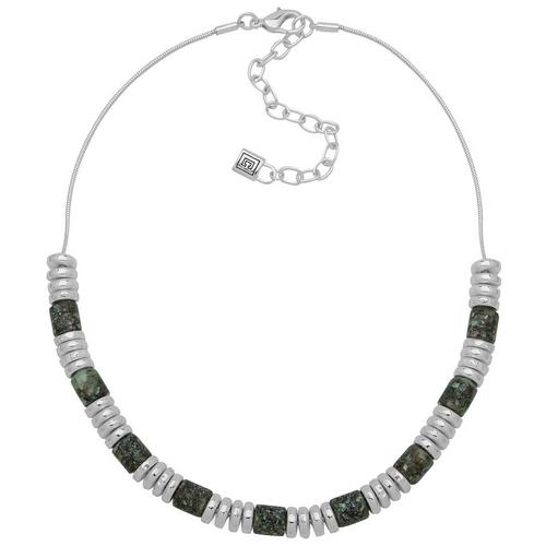 Chaps Silver Tone Abalone Frontal Necklace