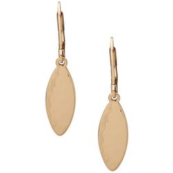 Chaps Oval Textured Disc Drop Gold Tone Earrings