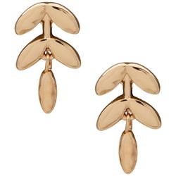 Chaps Leaf Drop Dangle Gold Tone Earrings
