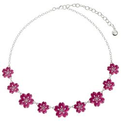 Gloria Vanderbilt 16 in. Tropical Flower Frontal Necklace
