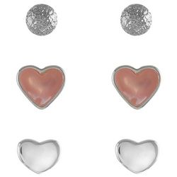 Gloria Vanderbilt 3 Piece Heart Silvertone Stud Earrings Set