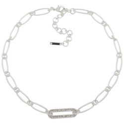 Nine West 17 In. Pave Paperclip Chain Necklace