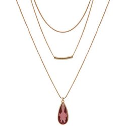 Nine West 3-Row 16 In. Cabochon Teardrop Chain Necklace