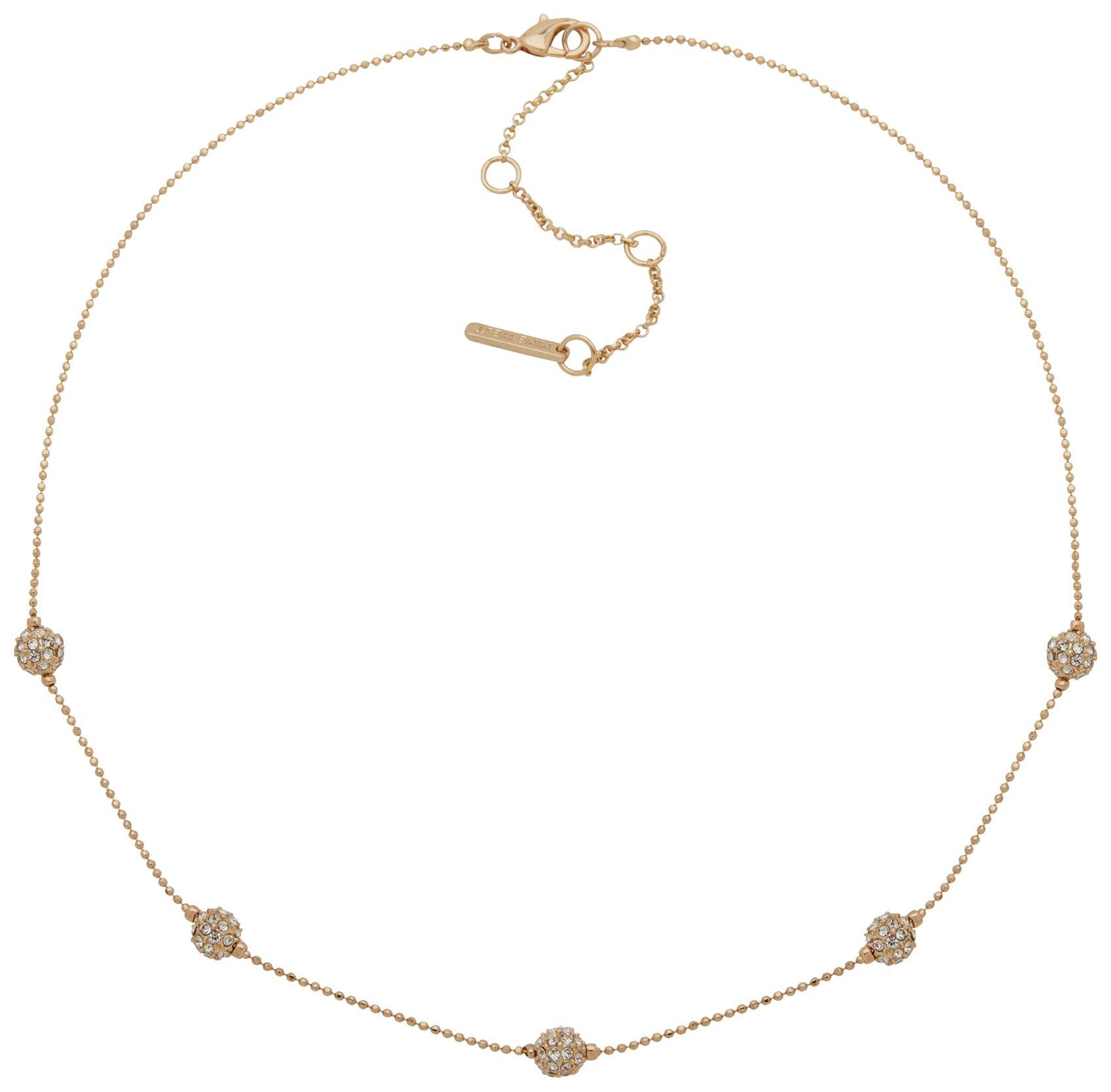 Nine West 17 In. Pave Fireball Frontal Chain Necklace
