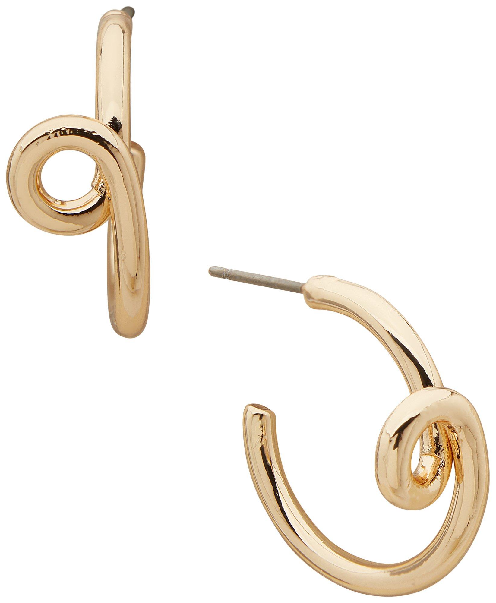 Nine West 0.75 In. Gold Tone Double Loop C-Hoop Earrings