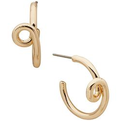 0.75 In. Gold Tone Double Loop C-Hoop Earrings