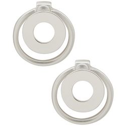 Nine West Double Open Circle Silver Tone Stud Earrings