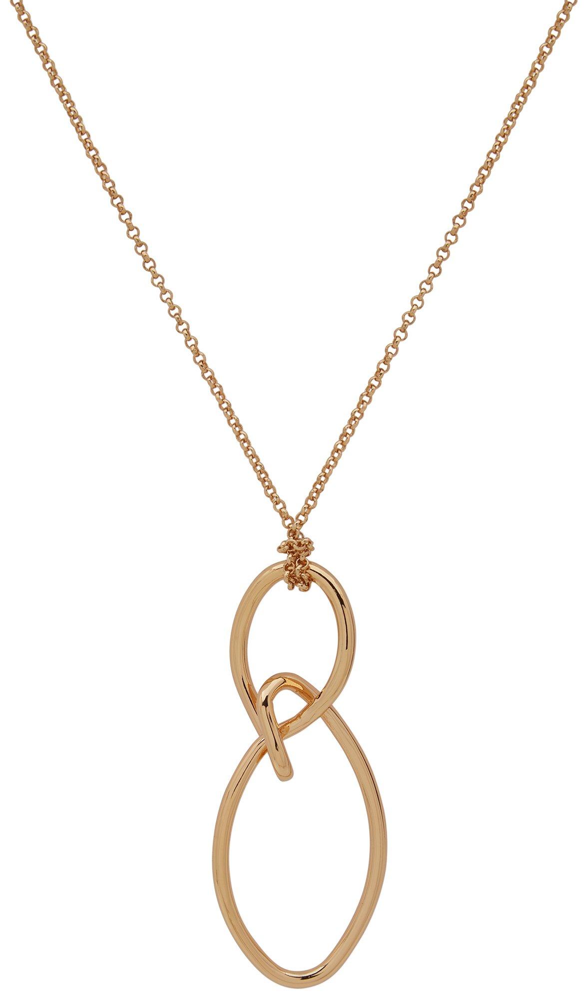 Nine West 34 In. Twisted Pendant Gold Tone Chain Necklace