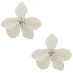 Mother Of Pearl & Crystal Flower Stud Earrings
