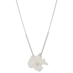 Nine West 34 In. Mother Of Pearl & Crystal Flower Necklace