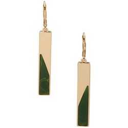 Nine West Womens Green Gold Tone Dangle Earrings