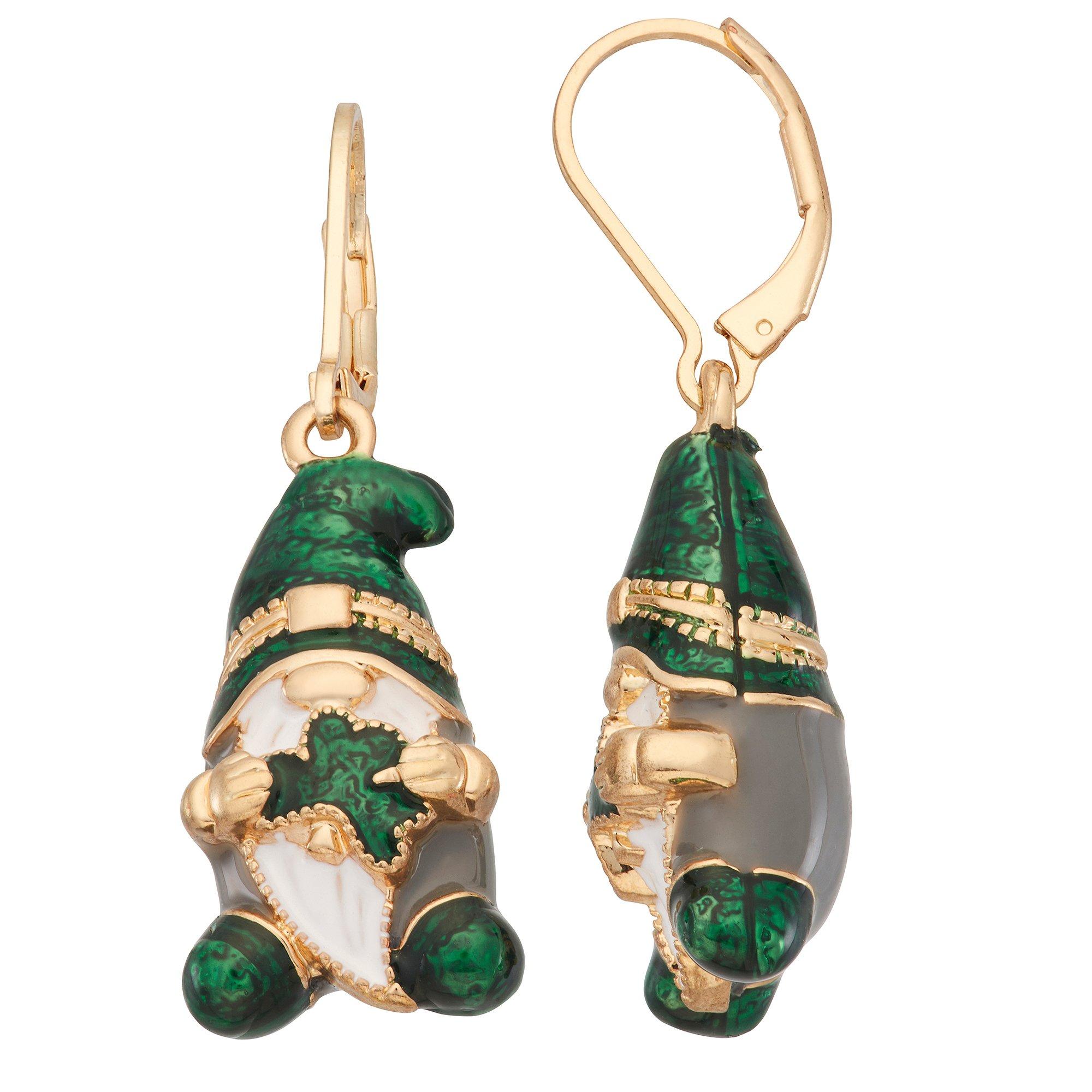 Clover Gnome Dangle Earrings