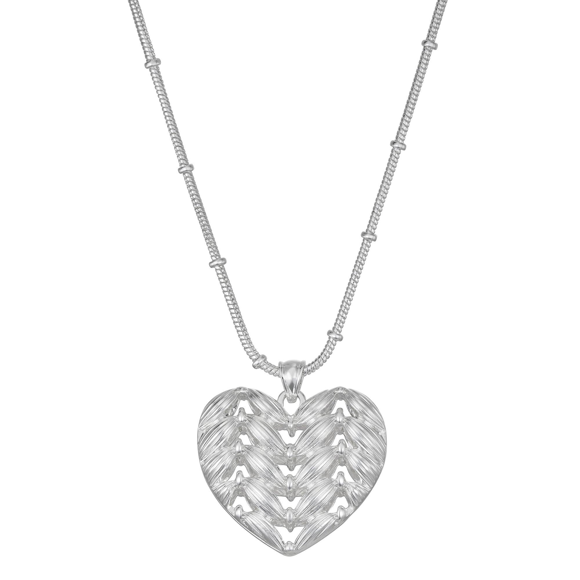 Textured Heart Chain Necklace