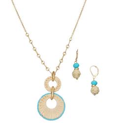 Aqua Blue Bead Woven Earring & Necklace Set