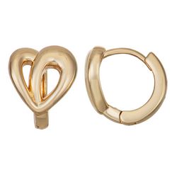 Napier Heart Gold Tone Huggie Hoop Earrings