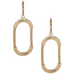 Nine West Womens Rounded Oval Chain Gold Tone Drop Earrings