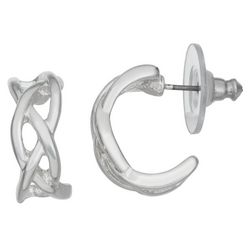 Napier Triple Intertwined C-Hoop Silver Tone Earrings
