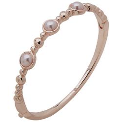 You're Invited Faux Pearl Rose Gold Tone Bangle Bracelet