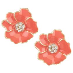 Gloria Vanderbilt Hibiscus Enamel Stud Earrings