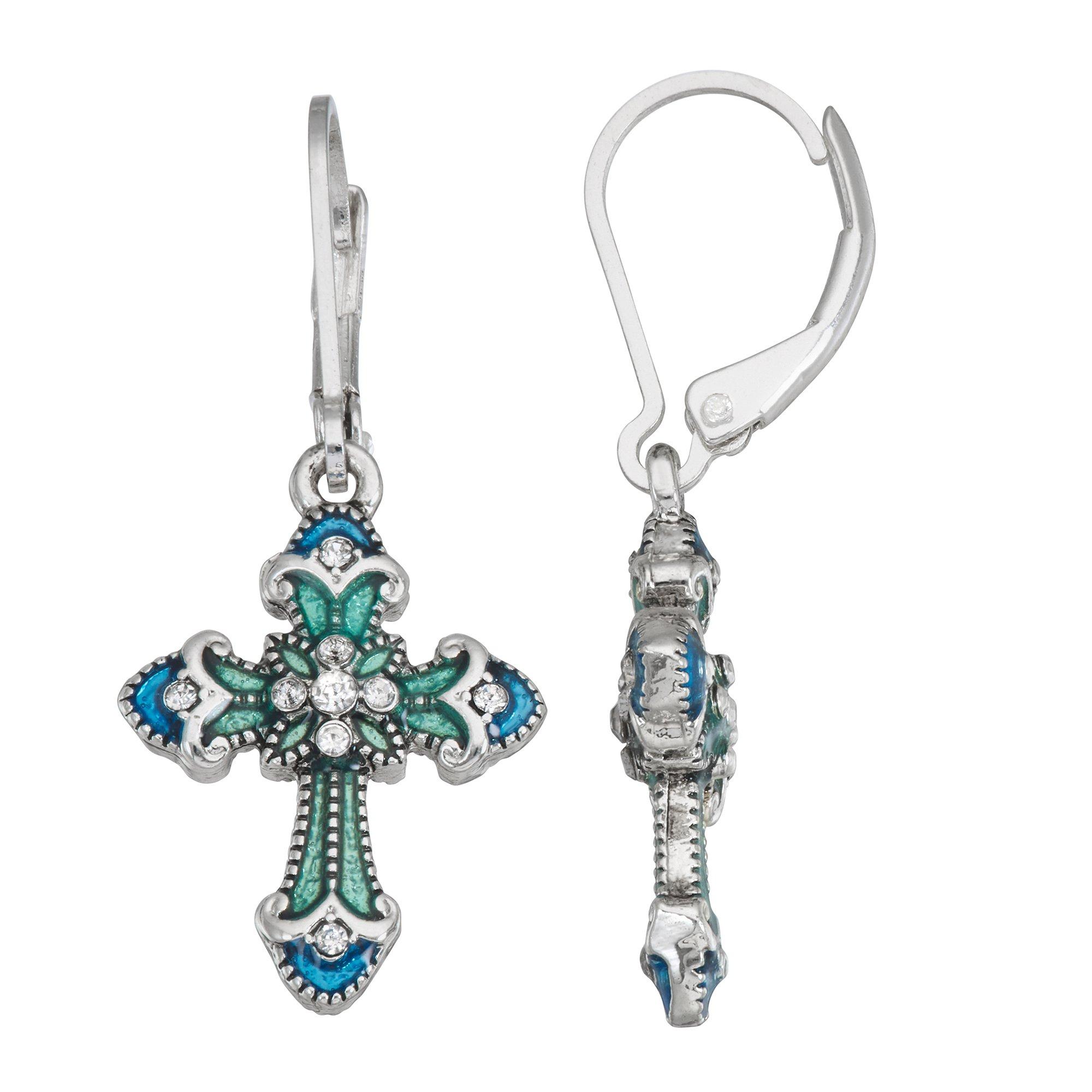 Napier Ornate Cross Dangle Earrings