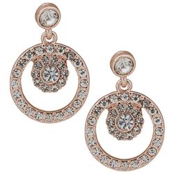 You're Invited Pave Circle Rose Gold Tone Dangle Earrings
