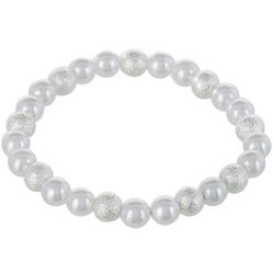 You're Invited Bead Faux Pearl Stretch Bracelet
