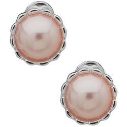 You're Invited 0.5 In. Pearl Silver Tone Stud Earrings