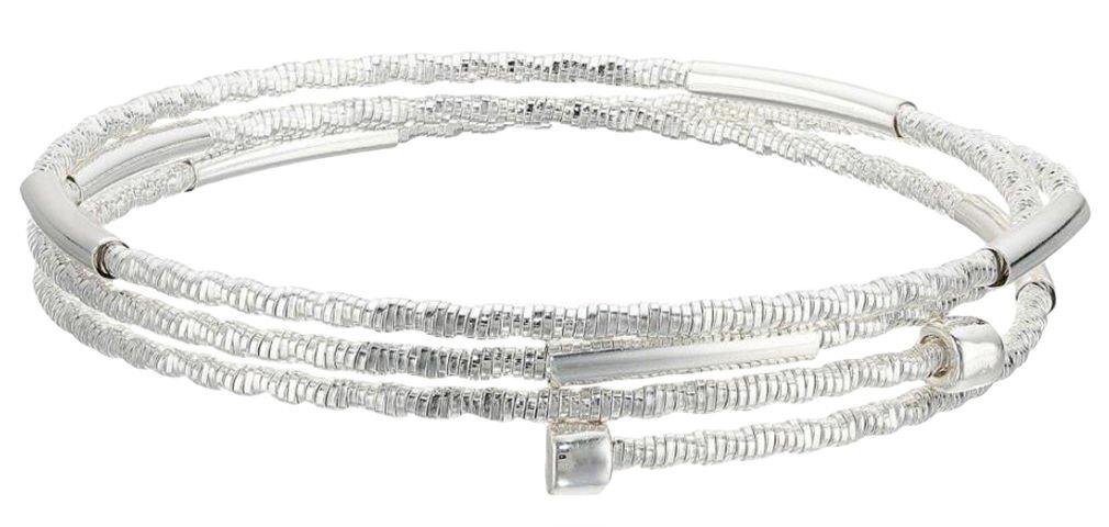 Napier 3-Row Coil Bars Silver Tone Bangle Bracelet