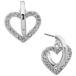 Nine West Pave Heart Stud Earrings