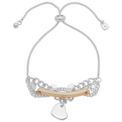 Nine West Heart Charm Adjustable Slider Chain Bracelet