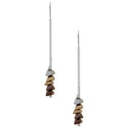 Napier Linear Beaded Silver Tone Dangle Threader Earrings