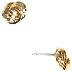 Gold Tone Small Knot Button Earrings