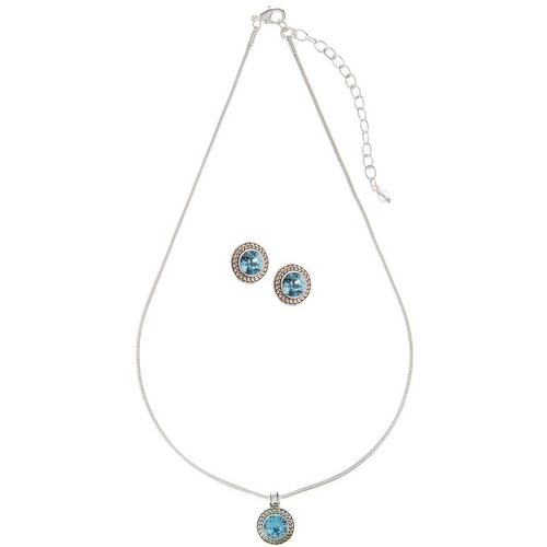 Napier Aqua Blue Earring & Necklace Set