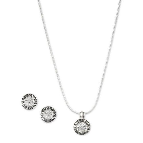 Napier Clear Stone Earring & Necklace Set