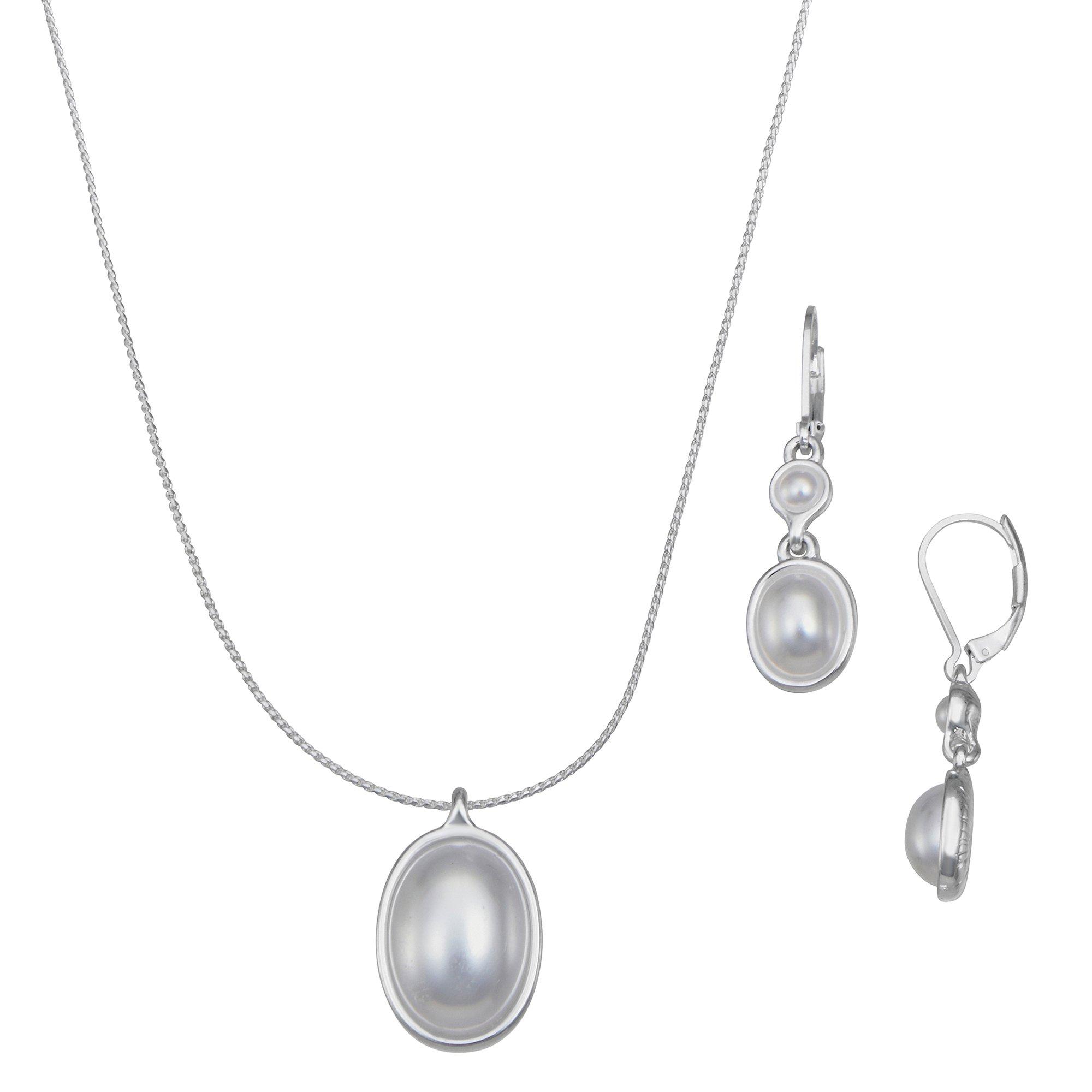 2 Pc. Pearl Earrings & Necklace Set