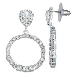 Crystal Post Open-Ring Drop Earrings