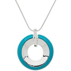 34 In. Open Circle Pendant Coil Necklace