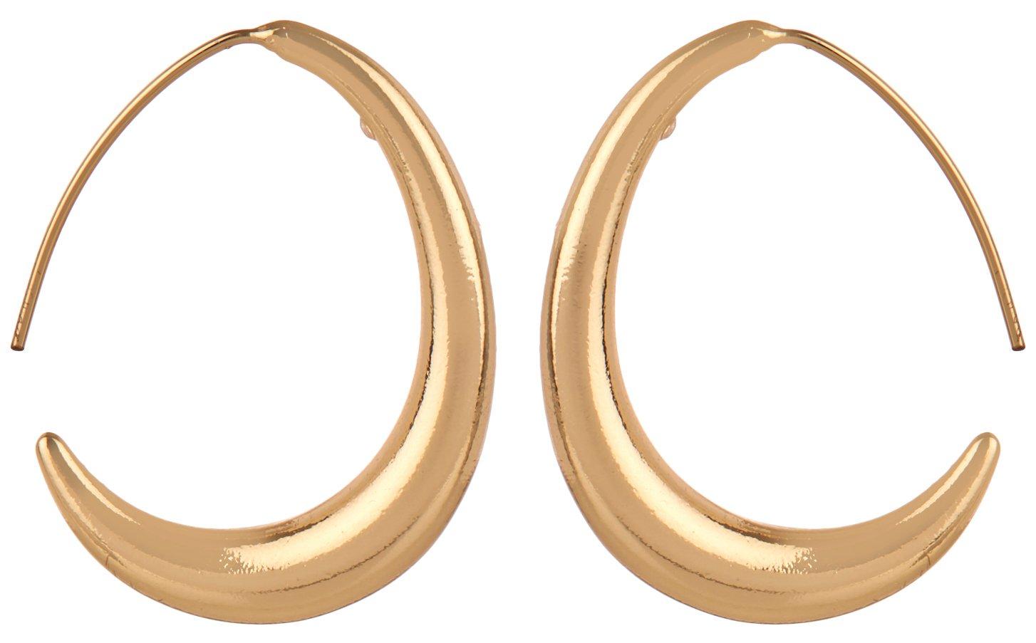Nine West 1 In. Oval Threader Gold Tone C-Hoop Earrings