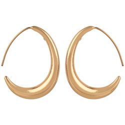 Nine West 1 In. Oval Threader Gold Tone C-Hoop Earrings
