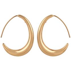 1 In. Oval Threader Gold Tone C-Hoop Earrings