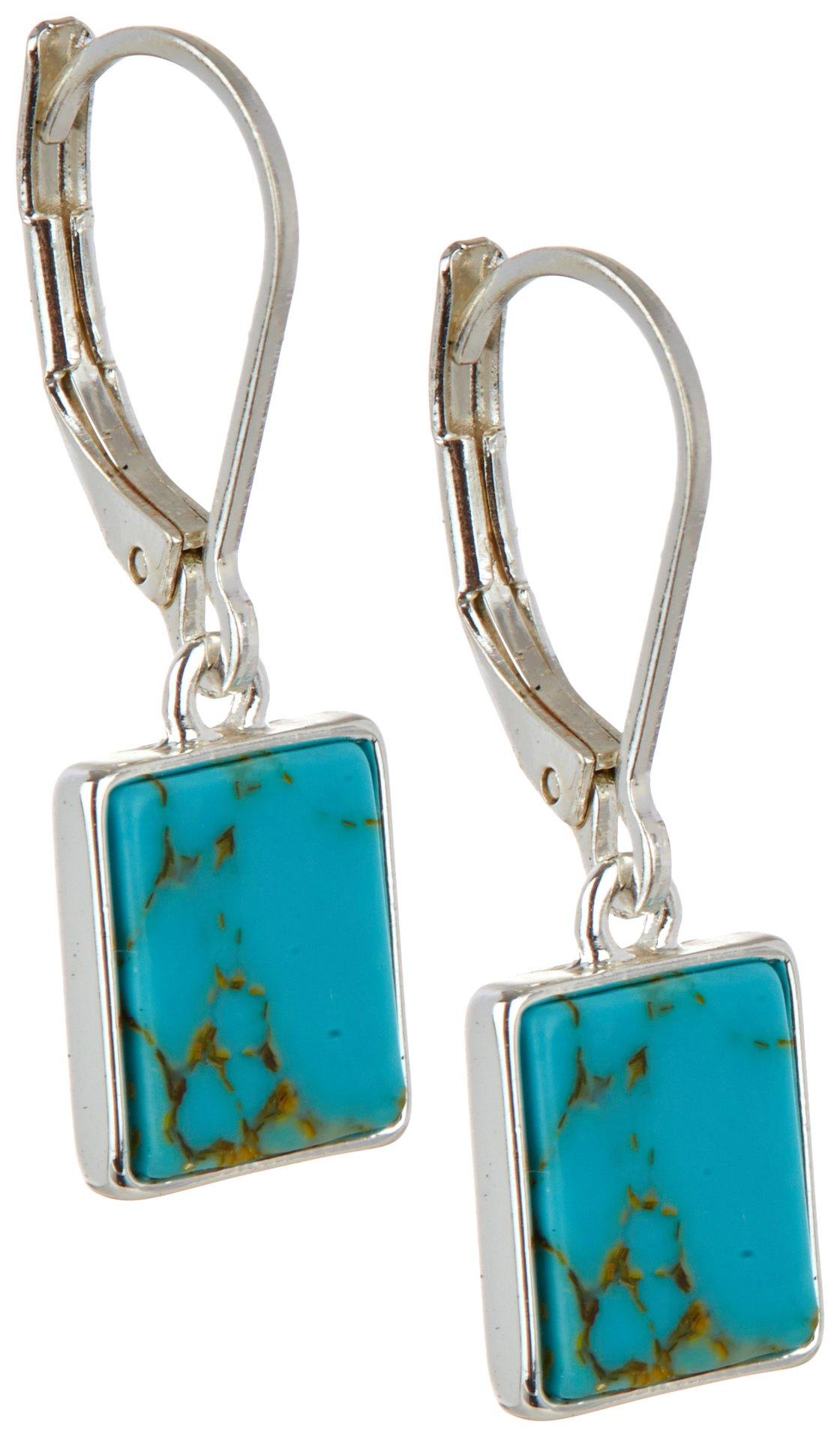 Nine West Square Faux Turquoise Dangle Earrings